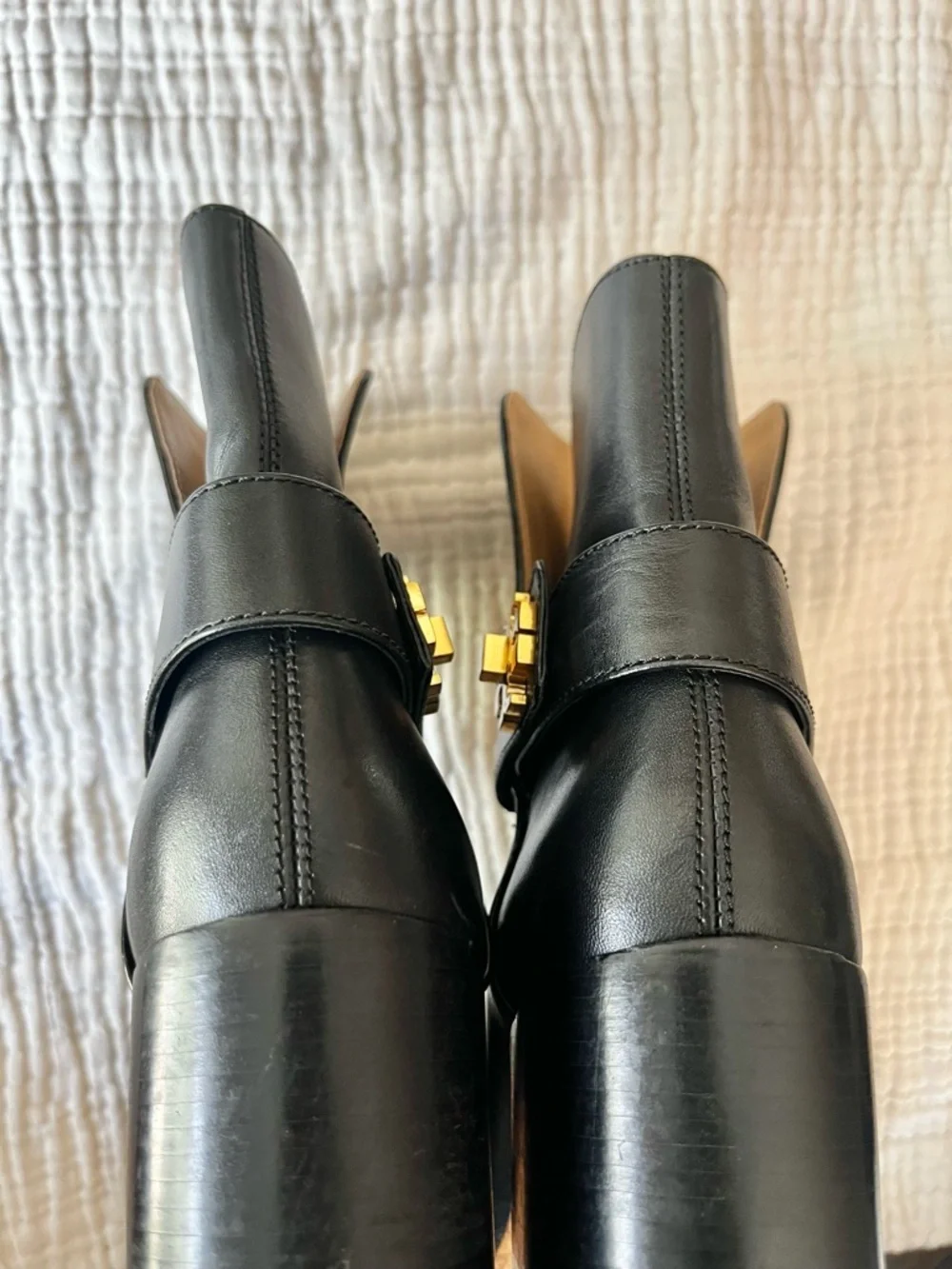 Tory Burch Black Gold Logo Turnlock Kira Boot Bootie